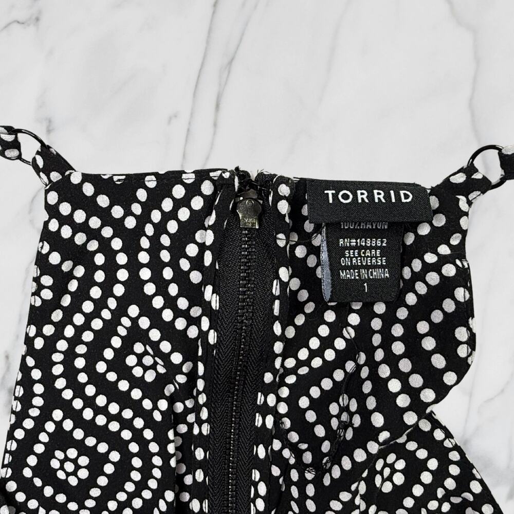 Torrid Boho Tassel Tie Challis Tank Top Black White Size 1X - Picture 4 of 9